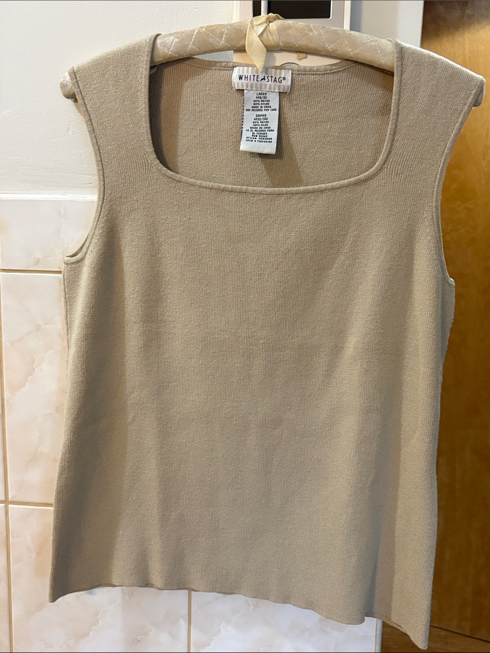 White Stag Taupe Square-Neck Knit Tank